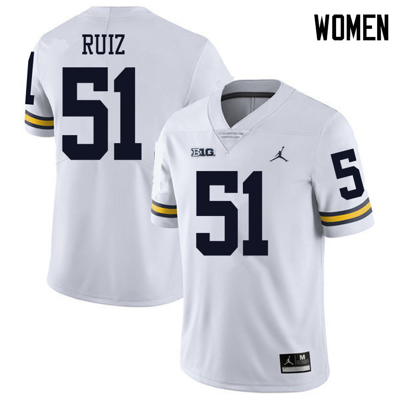 Jordan Brand Women #51 Cesar Ruiz Michigan Wolverines College Football Jerseys Sale-White